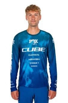Cube X Actionteam Fahrrad Trikot lang blau/grün 2025 