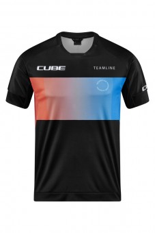 Cube Teamline Rundhals Fahrrad Trikot kurz schwarz/blau/rot 2026 
