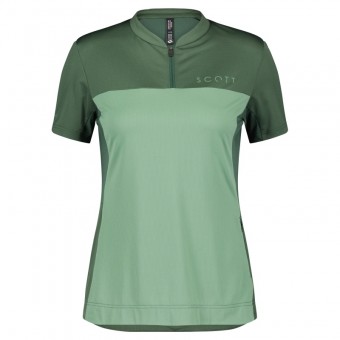 Scott Trail Flow Zip Damen Fahrrad Trikot kurz smoked grün 2022 XL (44/46)