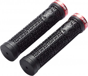 Reverse Stamp Single Lock-On Fahrrad Griffe schwarz/rot 