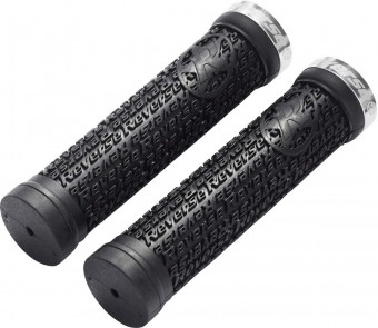 Reverse Stamp Single Lock-On Fahrrad Griffe schwarz/silberfarben 