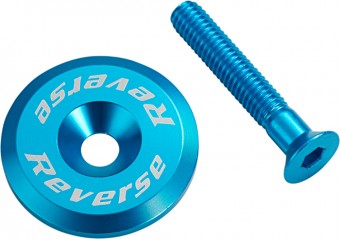 Reverse Steuersatzkappe Alu mit Schraube dunkel hell blau 