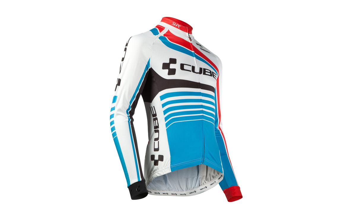 Cube Teamline Fahrrad Trikot lang weiß/blau/rot 2020 von
